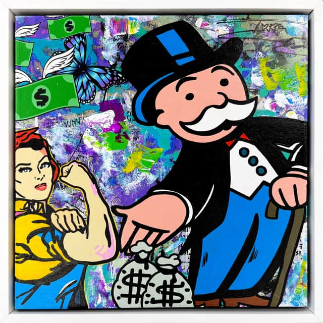 Artwork: Money Bags (Monopoly), framed original painting