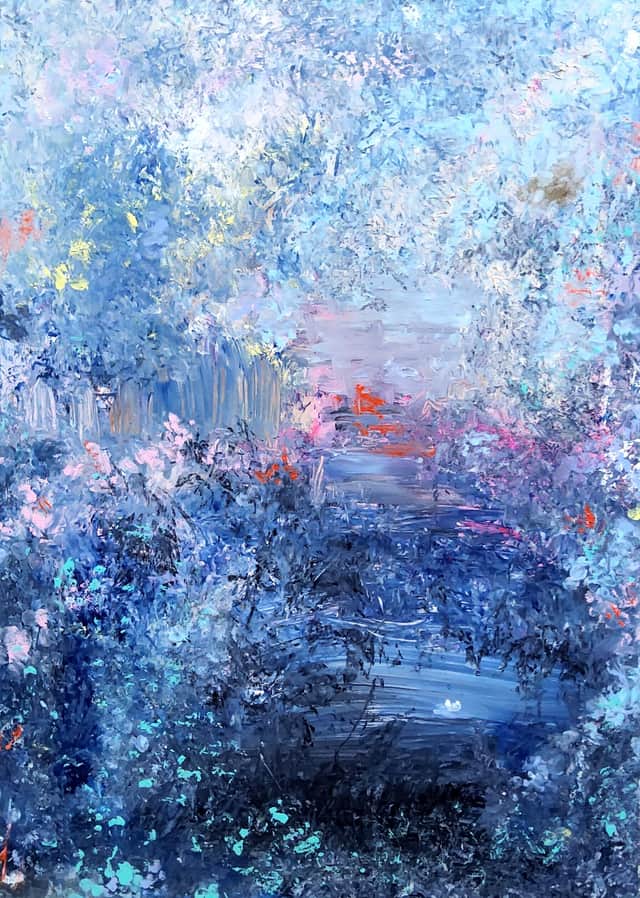 Artwork: “Mystery of the Blue Forest” , Impressionism and Contemporary Impressionist