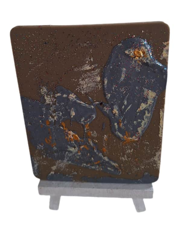 Artwork: “Trace on the Skin" , Gray, Pink, Beige, Landscape, Miniature , Abstract Art, Inspired after Gerchard Richter