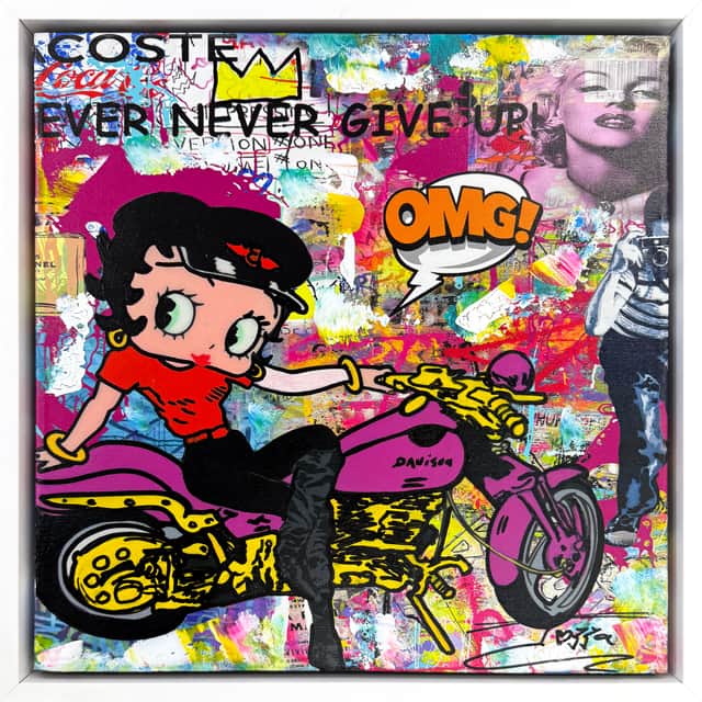 Artwork: My Harley (Betty Boop), framed original painting