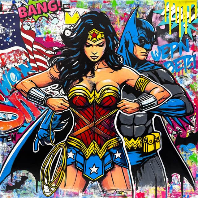 Artwork: WonderBat (Batman Wonder Woman), original painting