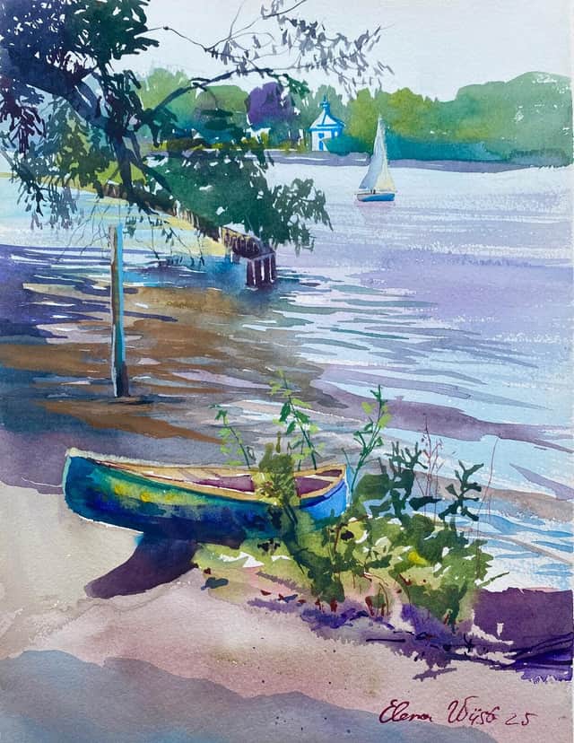 Artwork: "Boat by the Shore", Aquarell on paper