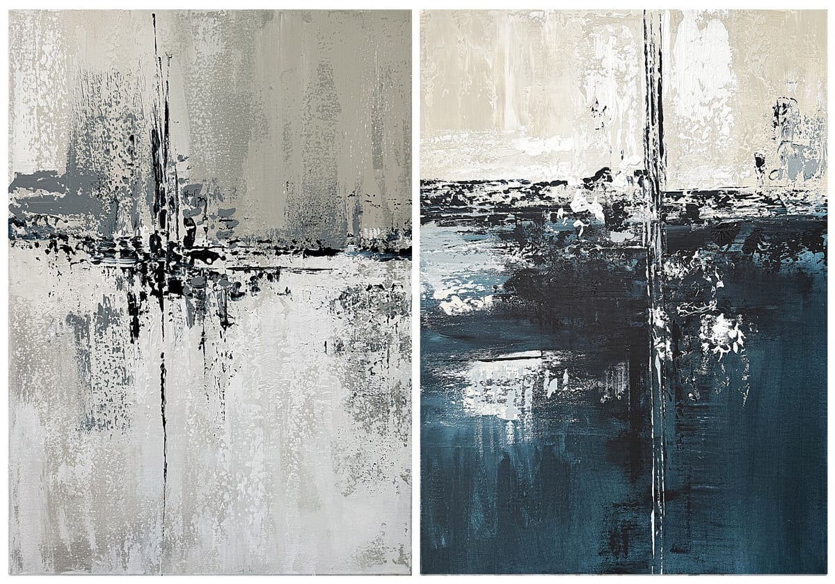 Artwork: 100x70 cm-Shades of Indigo diptych set