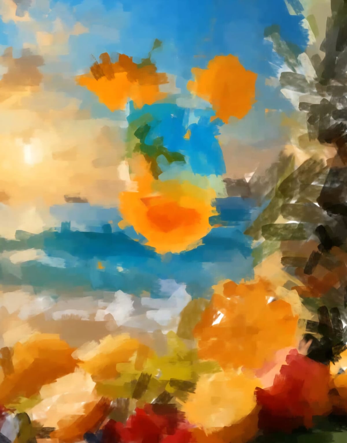 Artwork: "Scorching July with Aperol and Oranges", Oil Painting, Impressionism, Contemporary Academic Realism