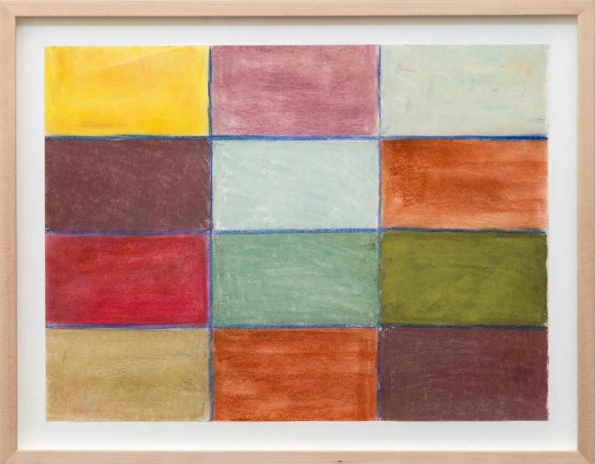 Artwork: Pastel Grid (Spice) - contemporary, minimalist, abstract, pastel on paper