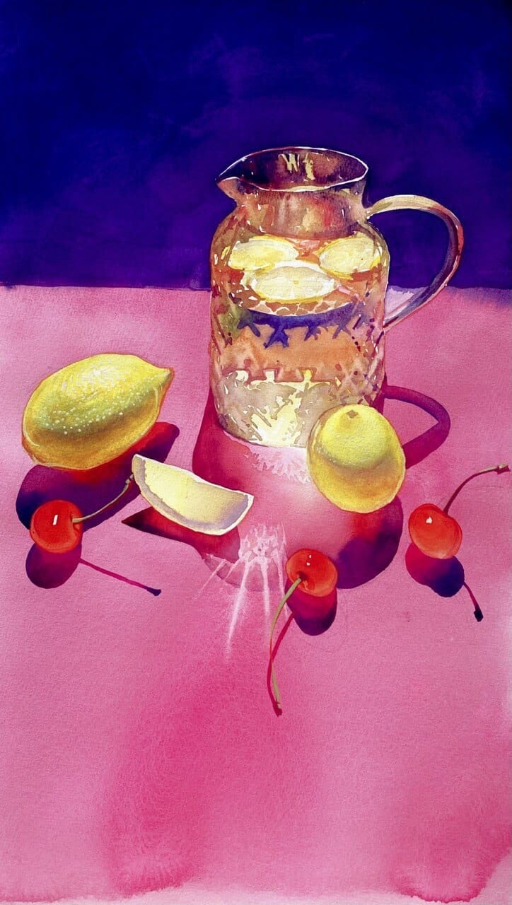 Artwork: “Lemon and Cherry on Pink", Aquarell on paper
