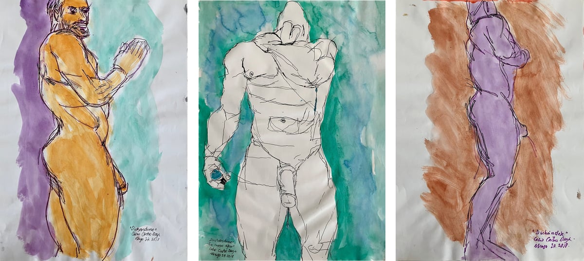 Artwork: Set of 3 Watercolors & Ink on archival paper