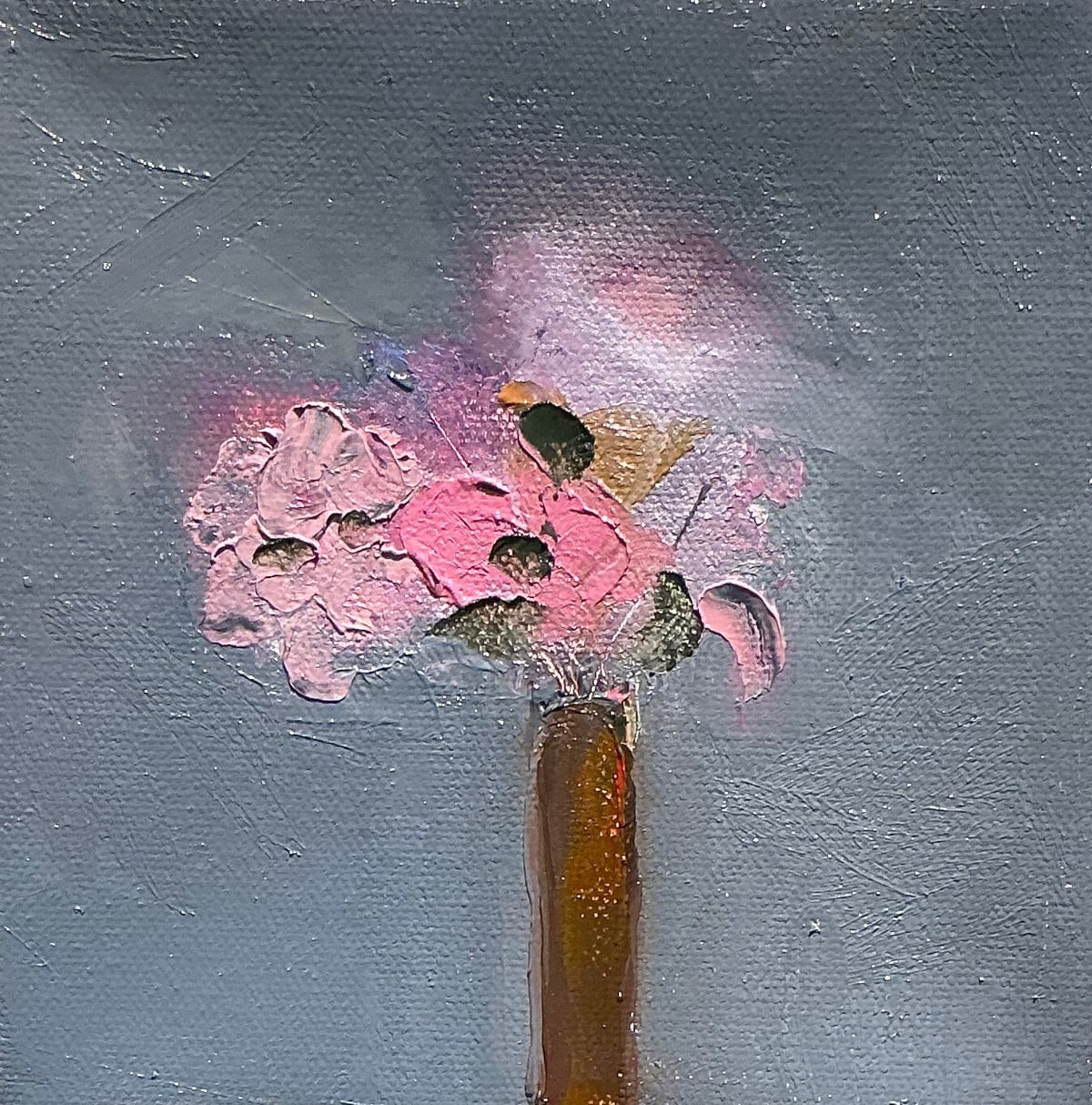 Artwork: Pink Flowers with Brown Vase