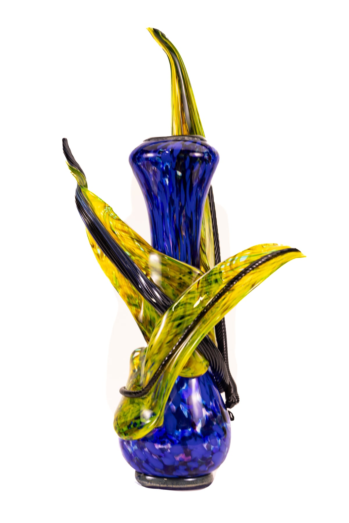 Artwork: Dale Chihuly Chartreuse Cerulean Venetian Large 27” Signed 1991 Hand-Blown Glass Sculpture