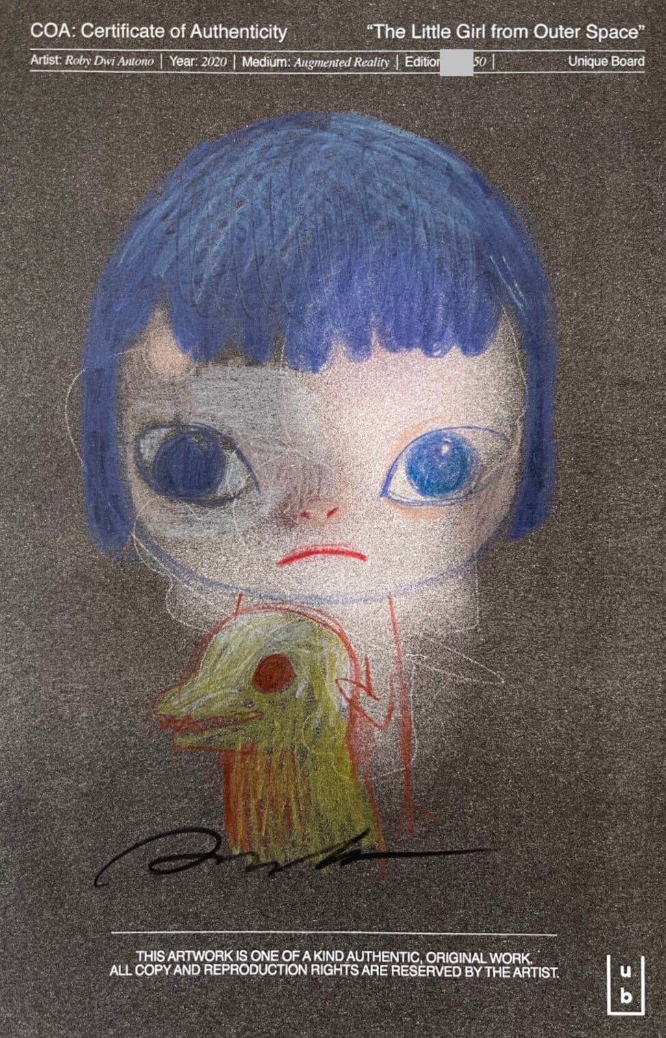 Artwork: The Little Girl from Outer Space ( HAND DRAWN COA)