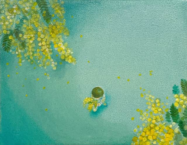Artwork: Mimosa and Child -Landscape Seen Through Flowers, Under the Spring Sky-