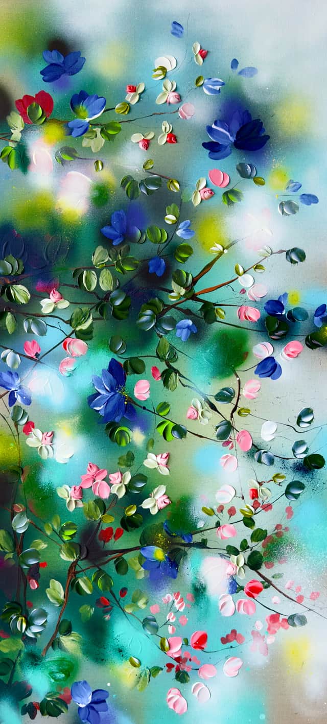 Artwork: "Spring Veil" vertical canvas, floral painting