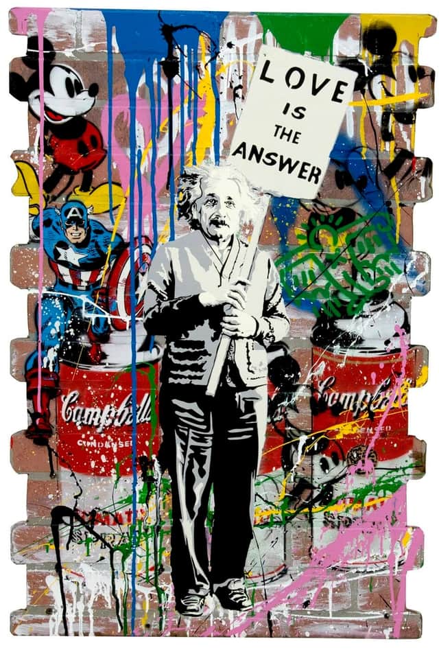 Artwork: Einstein Love is the Answer 💥 Brick Wall