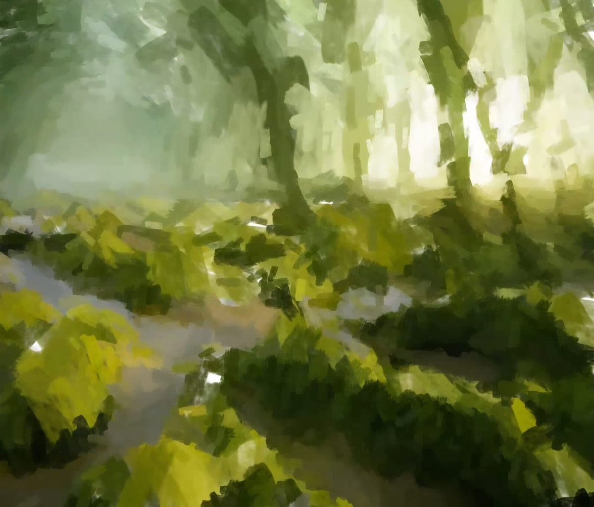 Artwork: "Morning in the Forest", Oil Painting, Impressionism, Contemporary Academic Realism