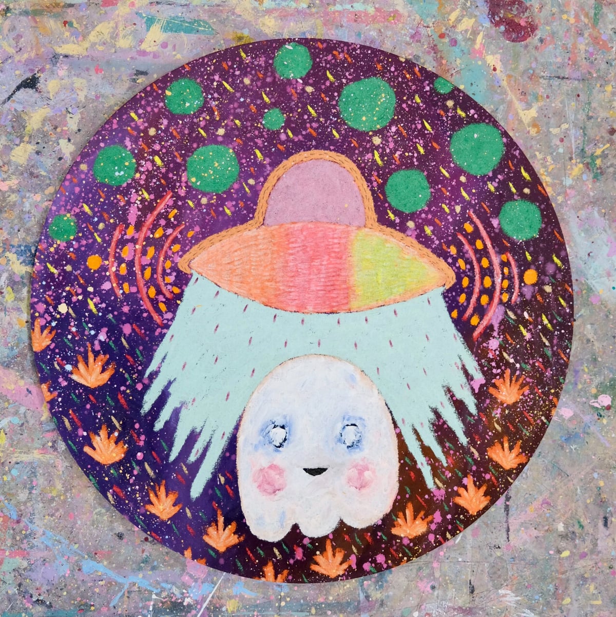 Artwork: Ghost abduction under a Tiffany beam