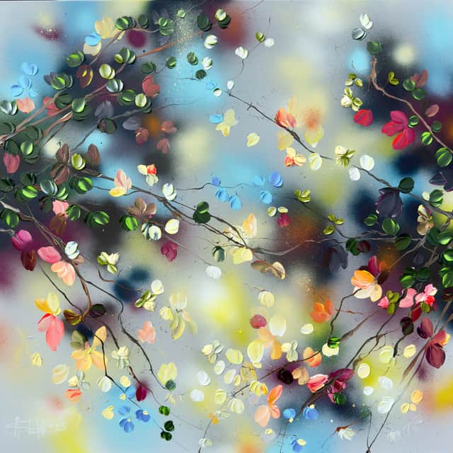 Artwork: "Silent Radiance" large floral colorful painting